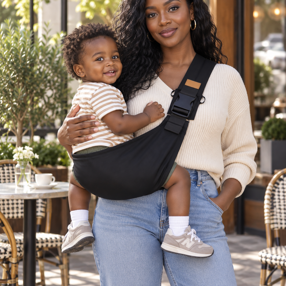 Black Baby Sling Carrier - The Sling