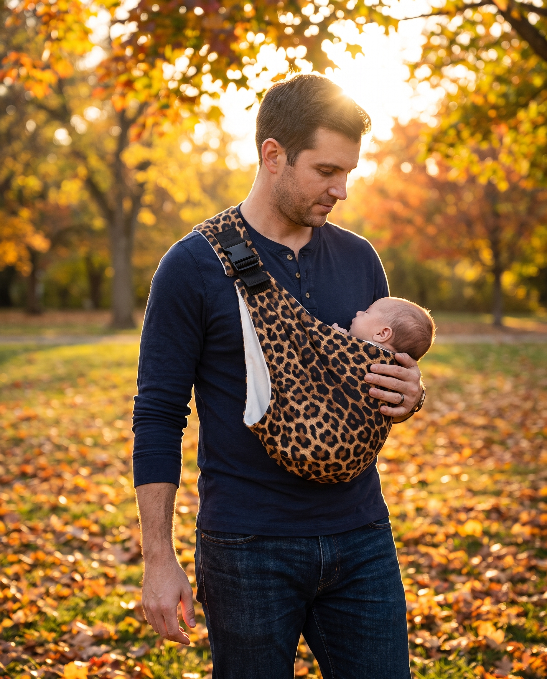 The Sling Leopard - father carrying baby