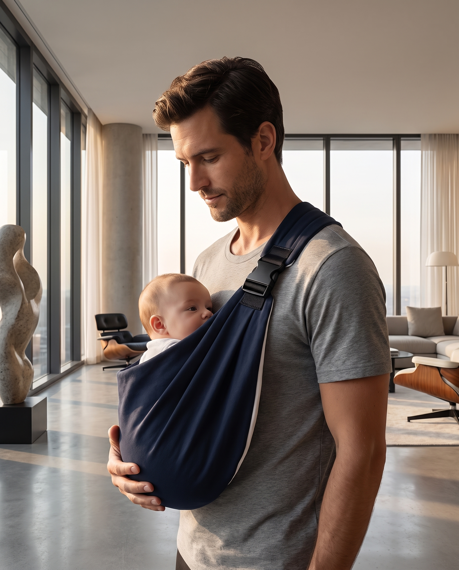 The Sling Ink - father with deep navy sling