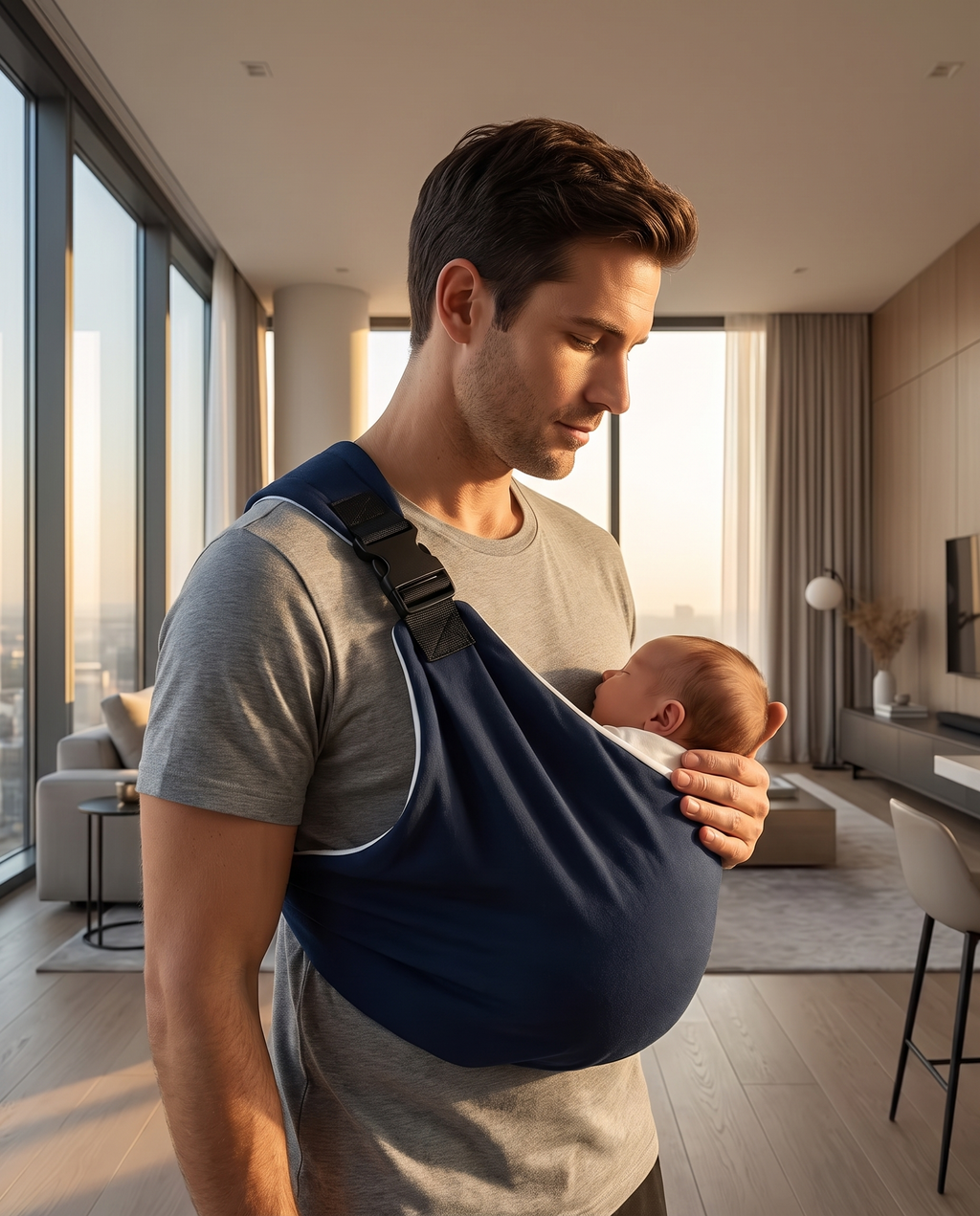 The Sling Ink - dark blue baby carrier close up