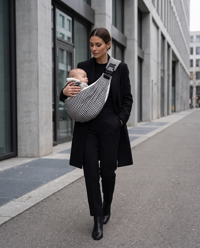 The Sling Check - editorial lifestyle houndstooth sling