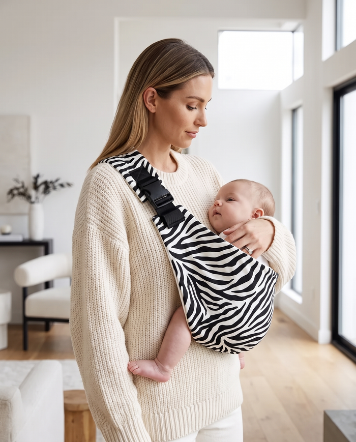 The Sling Zebra - editorial lifestyle zebra print sling