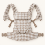 Khaki Houndstooth ergonomic baby carrier open construction view
