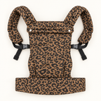 Leopard Print ergonomic baby carrier open construction view