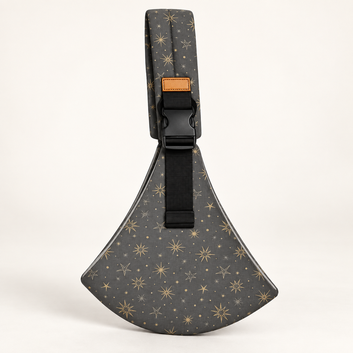 Charcoal Star Print Baby Sling Carrier – studio product view