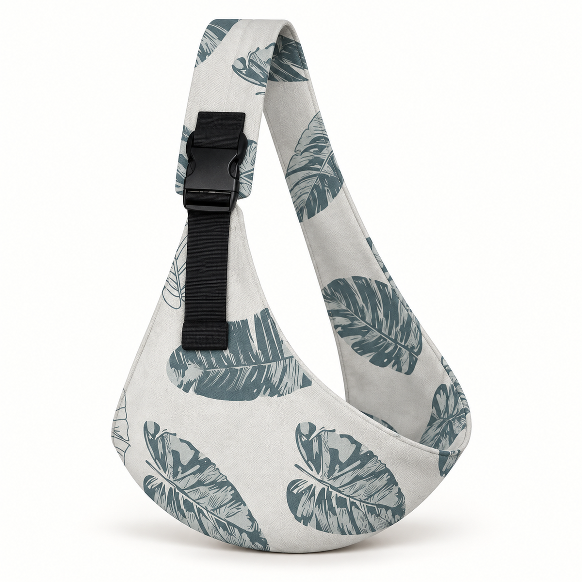 Indigo Blue Botanical Leaf Baby Sling Carrier – full studio product view