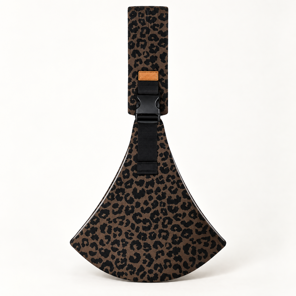 Dark Leopard Print Baby Sling Carrier — buckle and fabric product view