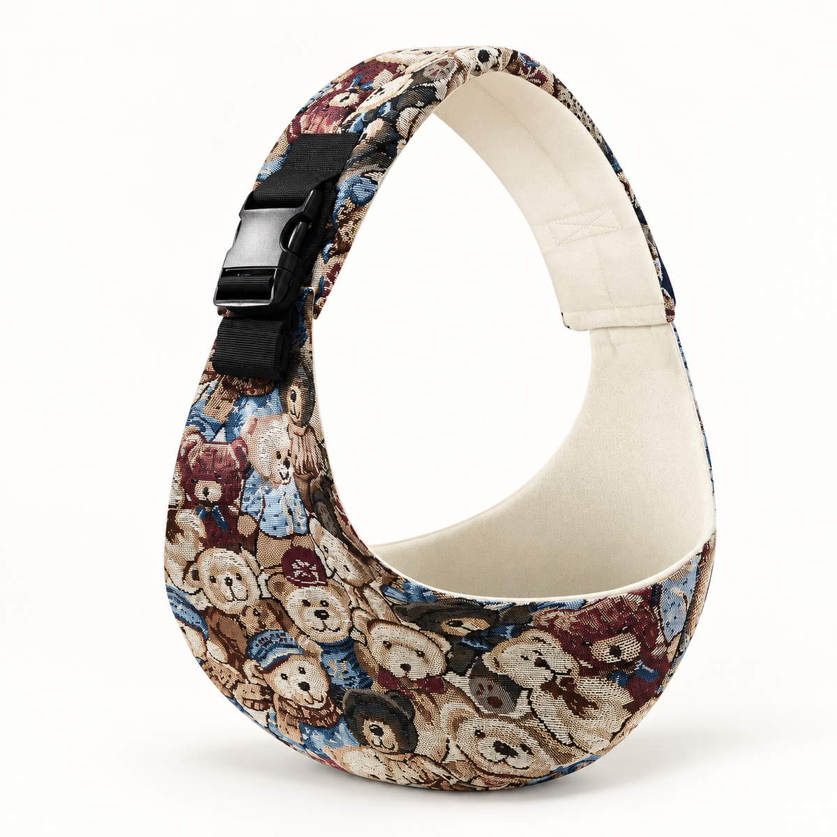 Navy Bear Print Baby Sling Carrier – full studio product view