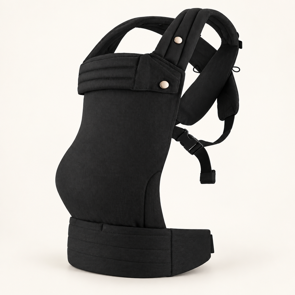 Onyx Black ergonomic baby carrier studio product view